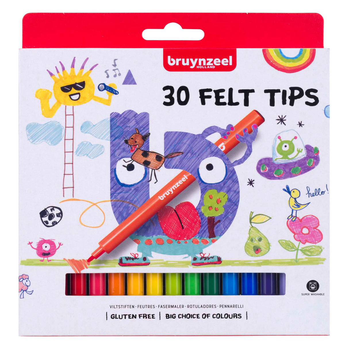 Bruynzeel viltstiften set, 30 kleuren
