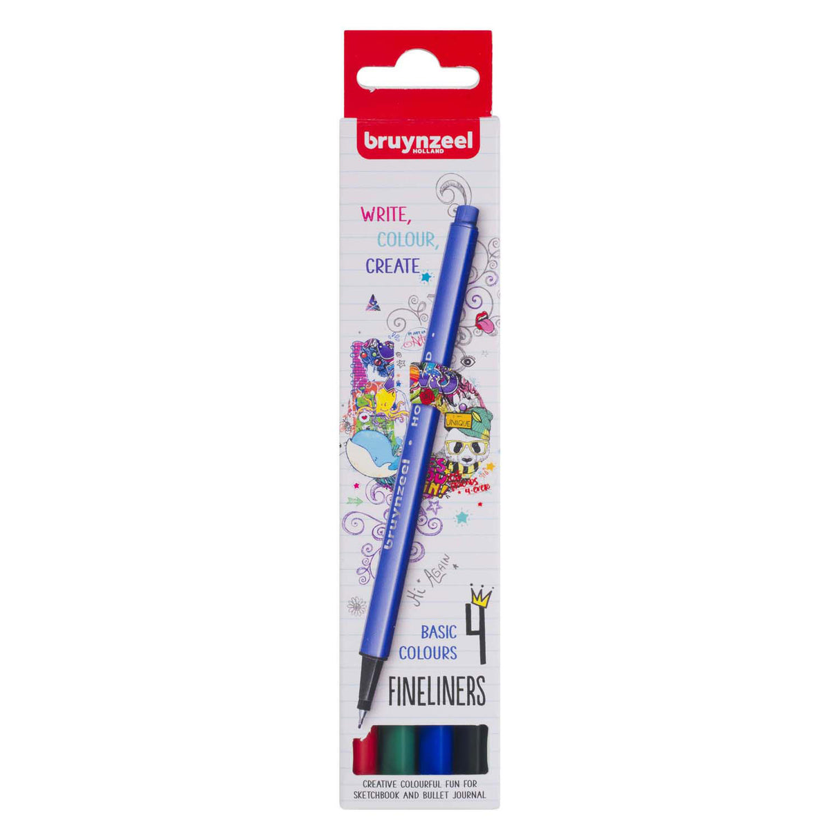 Bruynzeel fineliner set 4 kleuren