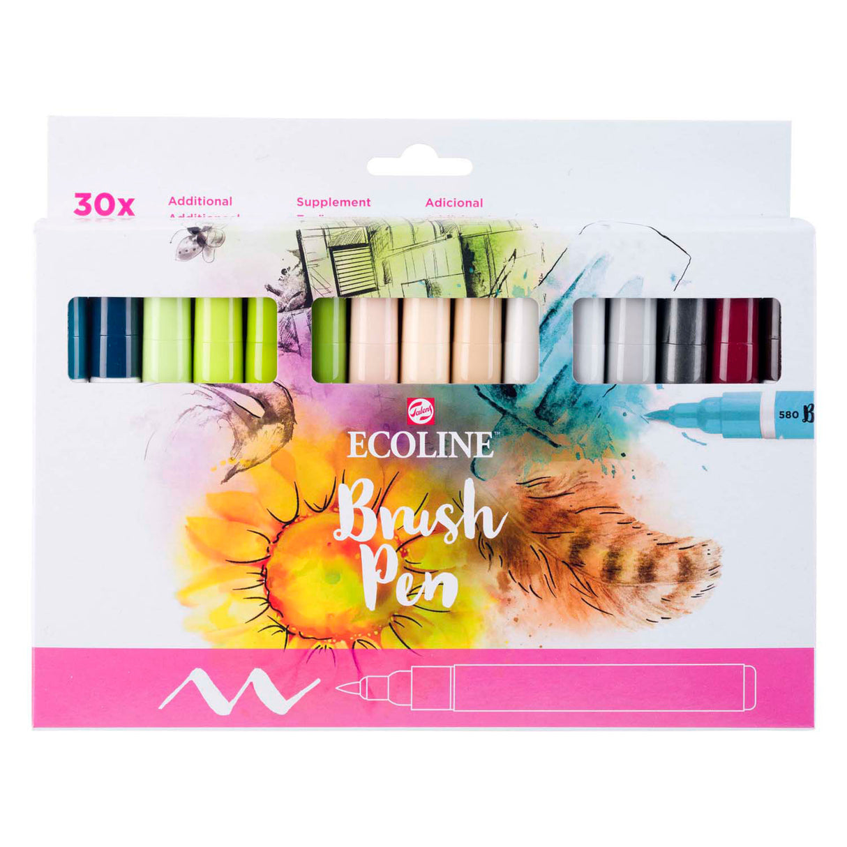 Bruynzeel ecoline brush pen set additional, 30 kleuren