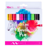 Bruynzeel ecoline brush pen set helder, 10 kleuren