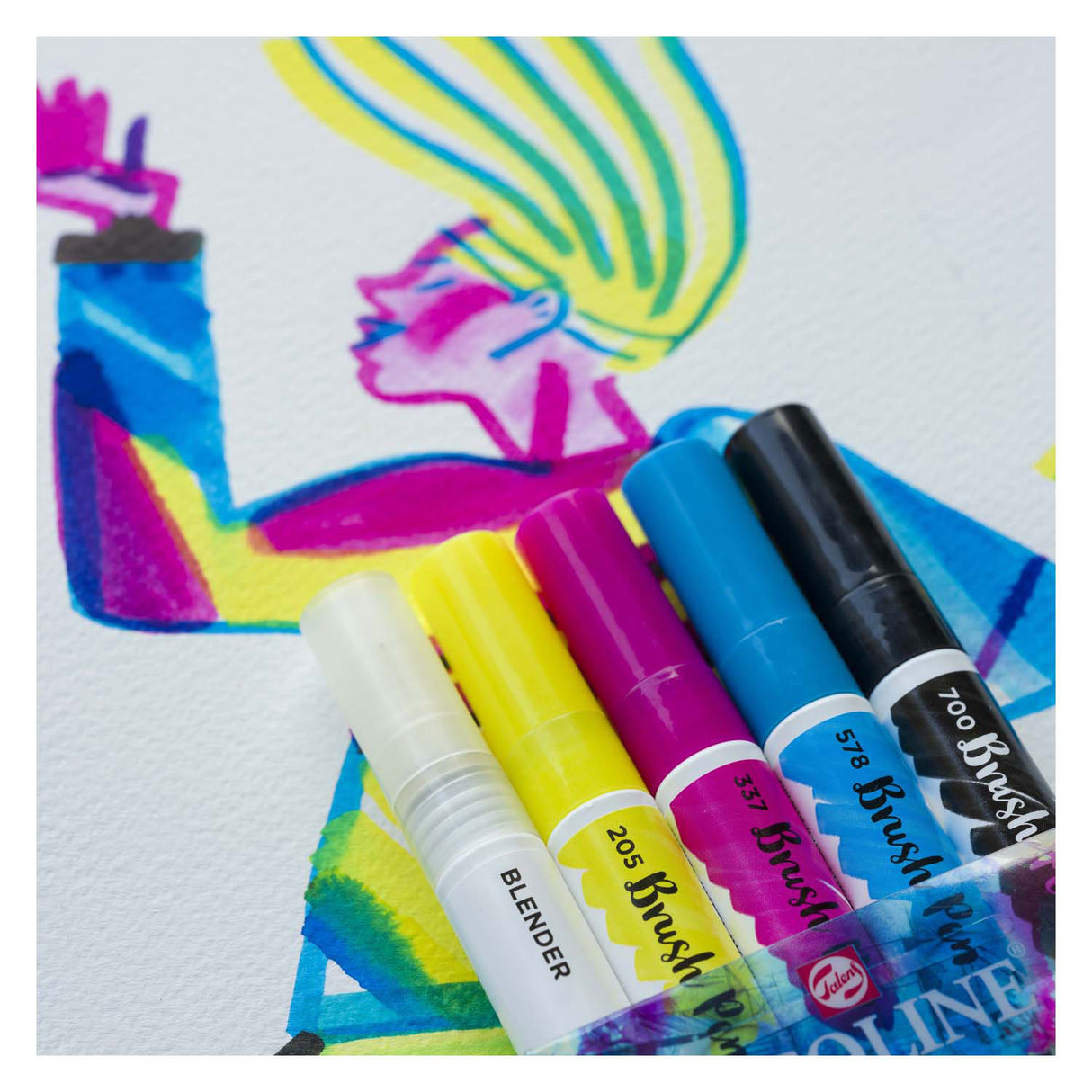 Bruynzeel ecoline brush pen set primair, 5 kleuren
