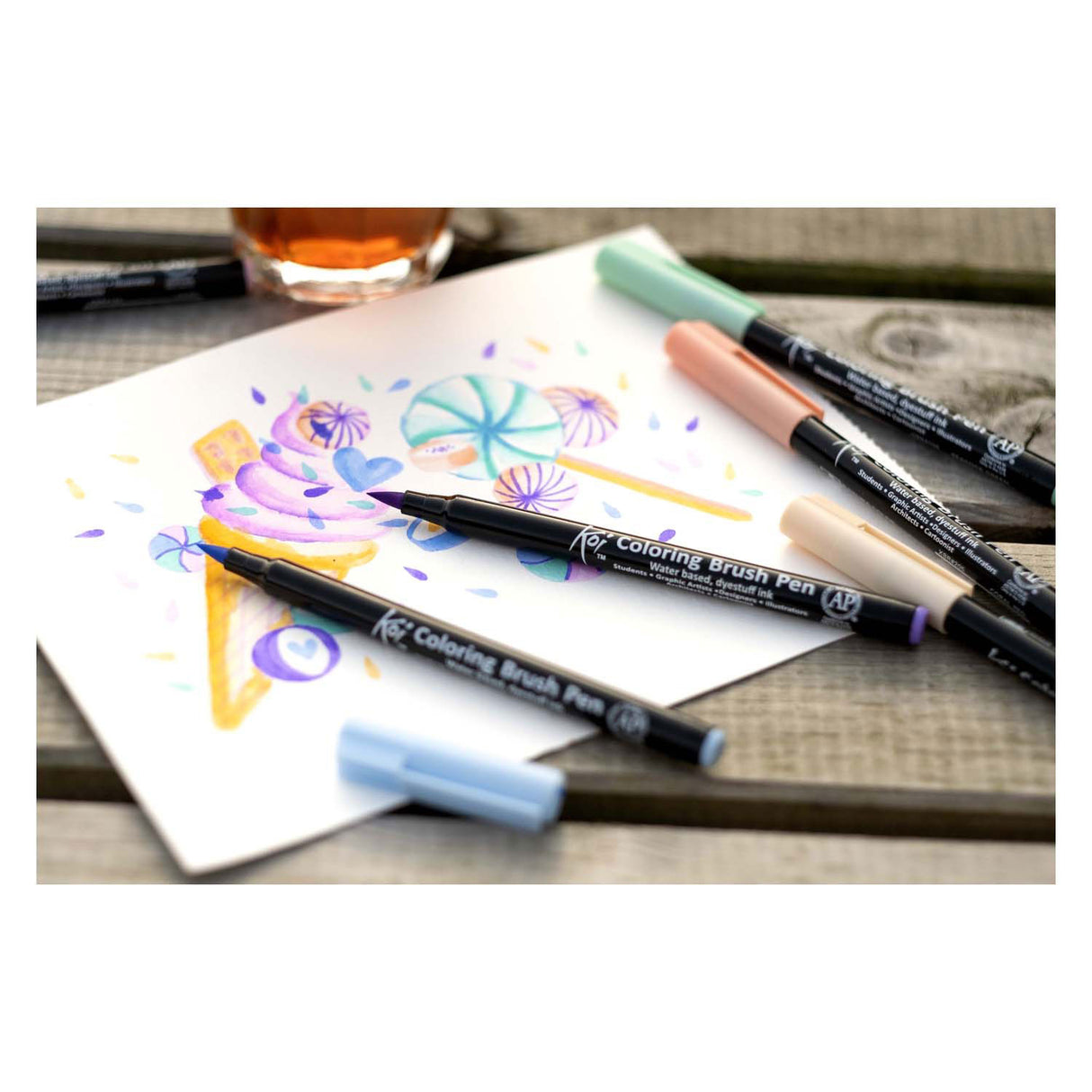 Sakura koi coloring brush pen set sweets, 6 kleuren
