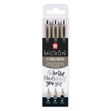 Sakura pigma micron 05 fineliner set, 3 pennen, zwartgrijs