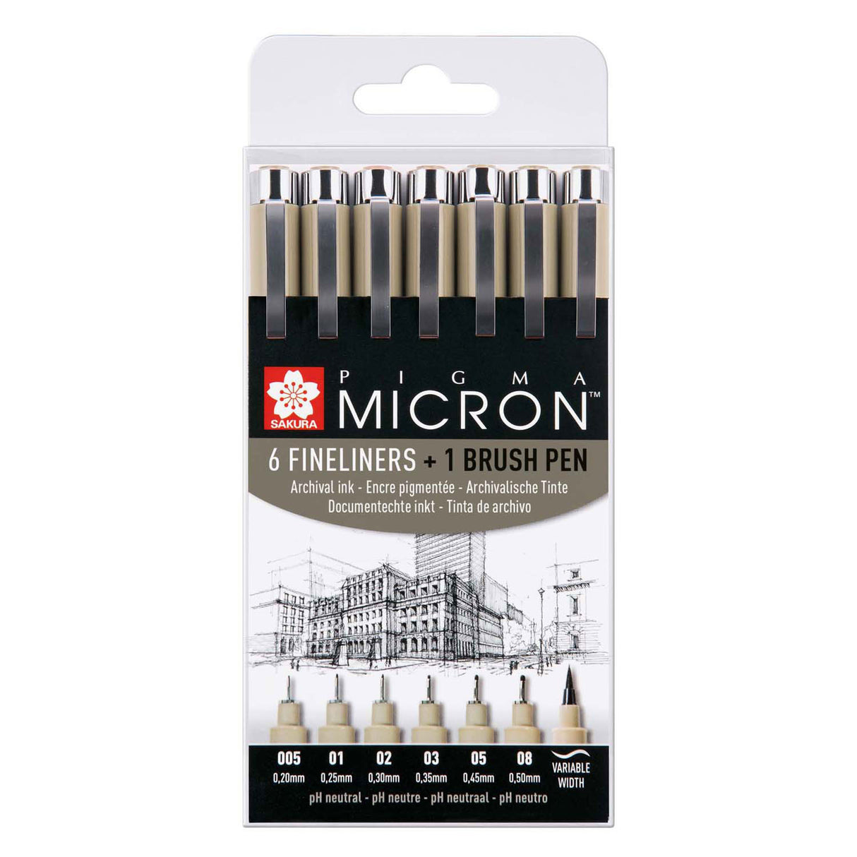 Sakura pigma micron set 6 fineliners en1 pigma penseel