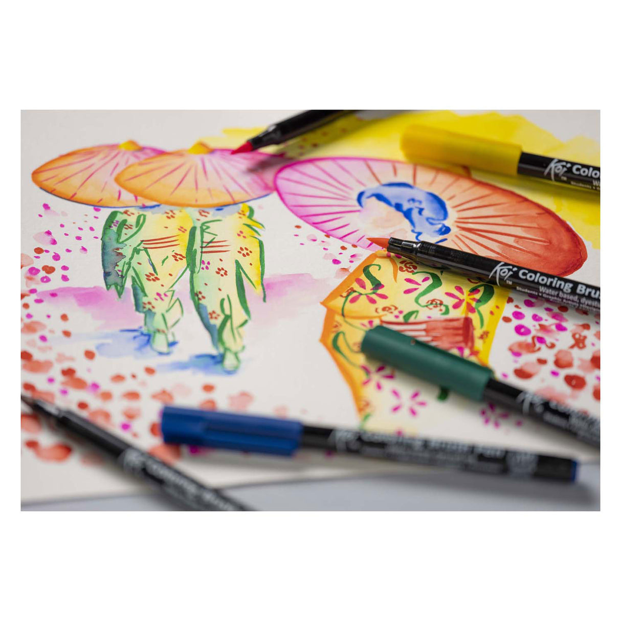 Sakura koi coloring brush pen set bright, 6 kleuren