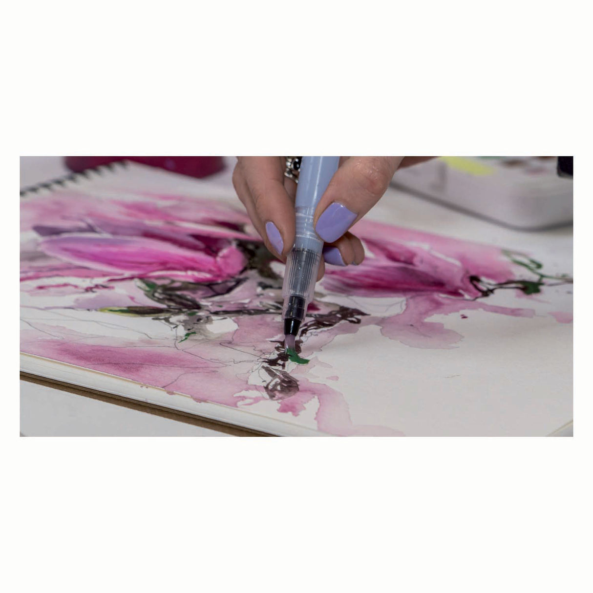 Sakura koi water brush, flat, maat m, lang reservoir
