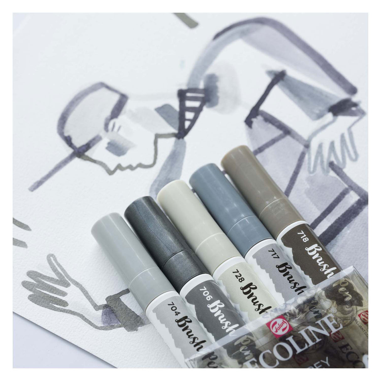 Bruynzeel ecoline penseelpenset schaduw, 5 kleuren
