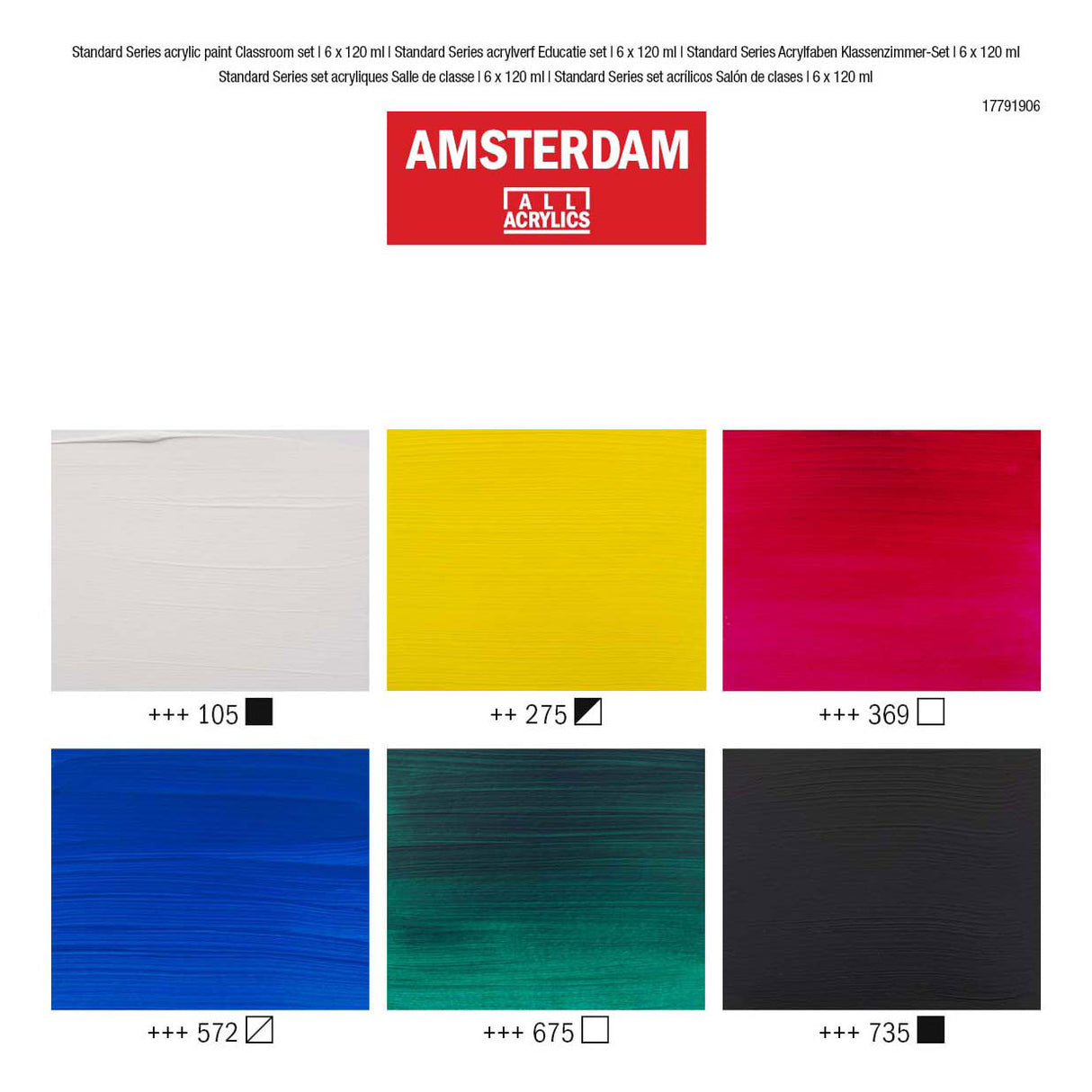 Bruynzeel amsterdam standaardserie acrylverf educatieset 120ml, 6dlg.