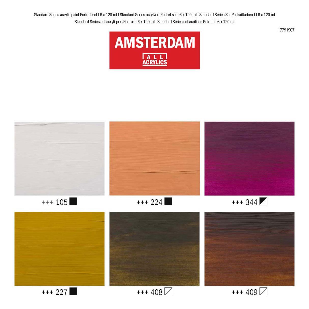 Bruynzeel amsterdam standaard serie acrylverf portretset 120ml, 6dlg.
