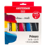Bruynzeel amsterdam standaard serie acrylverf primaire set 120ml, 5dlg. + 3 dosiseruiten