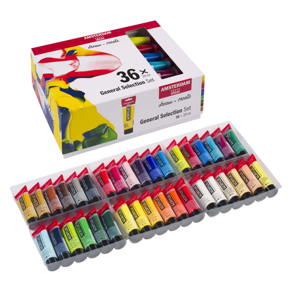 Bruynzeel amsterdam standaard serie acrylverf algemene selectieset 20ml, 36dlg.