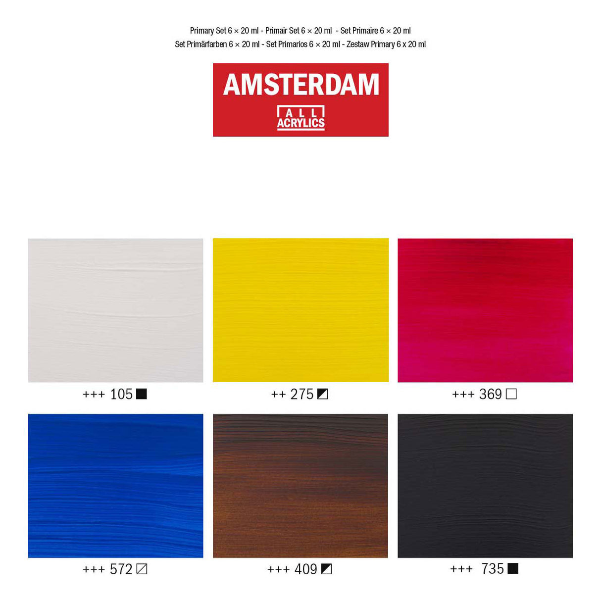 Bruynzeel amsterdam standaard serie acrylverf primaire set 20ml, 6dlg.
