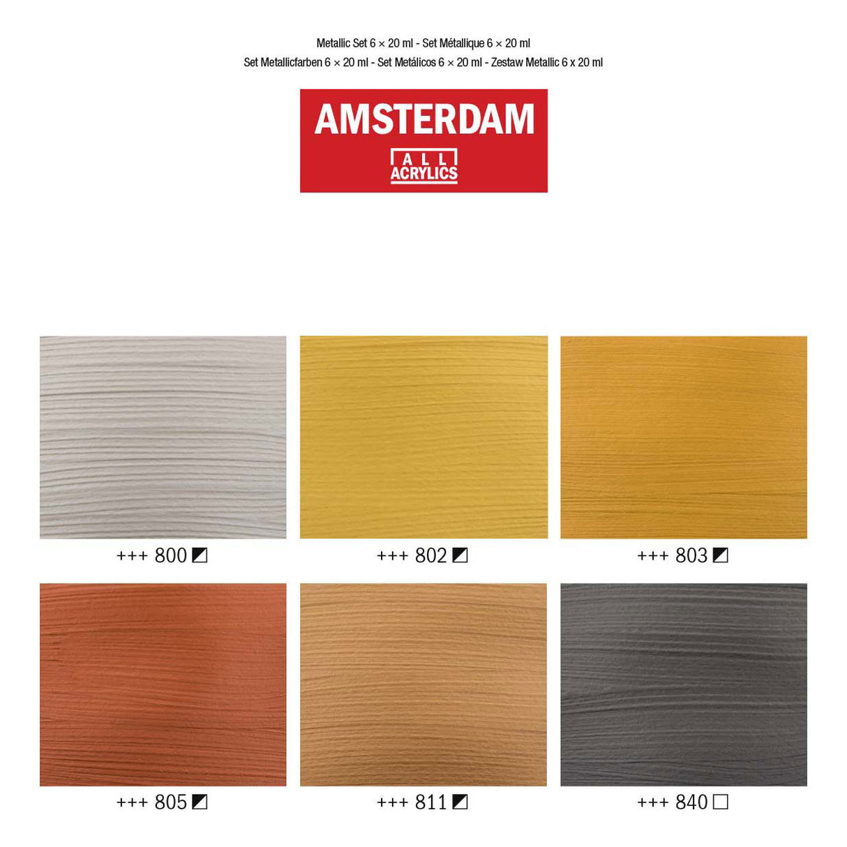 Bruynzeel amsterdam standaard serie acrylverf metallic set 20ml, 6dlg.