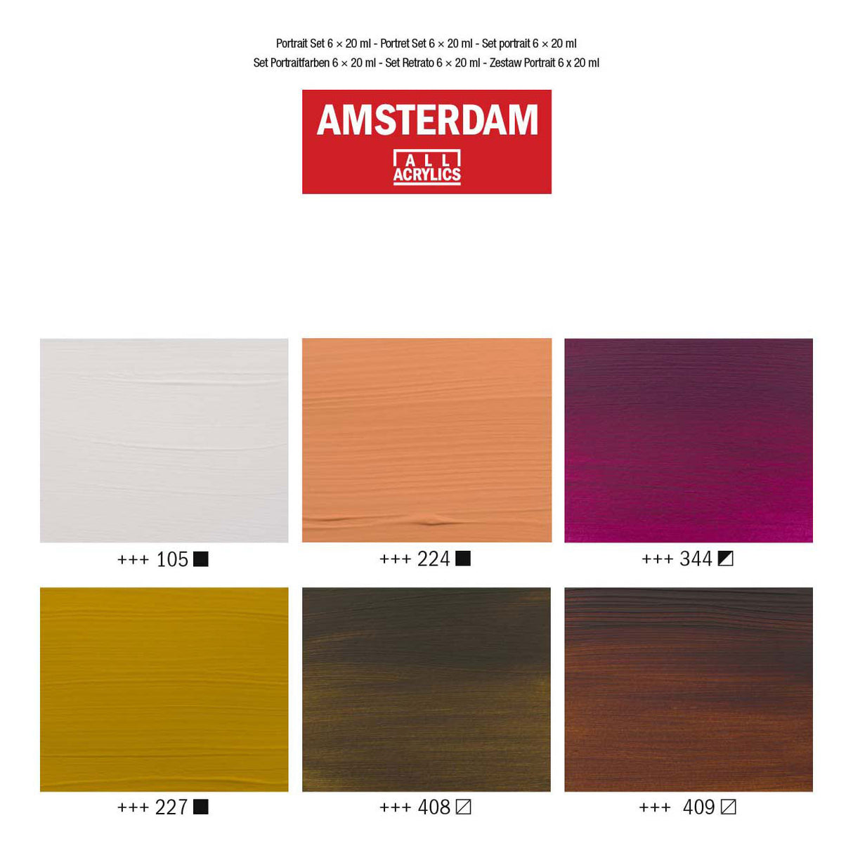 Bruynzeel amsterdam standaard serie acrylverf portretset 20ml, 6dlg.
