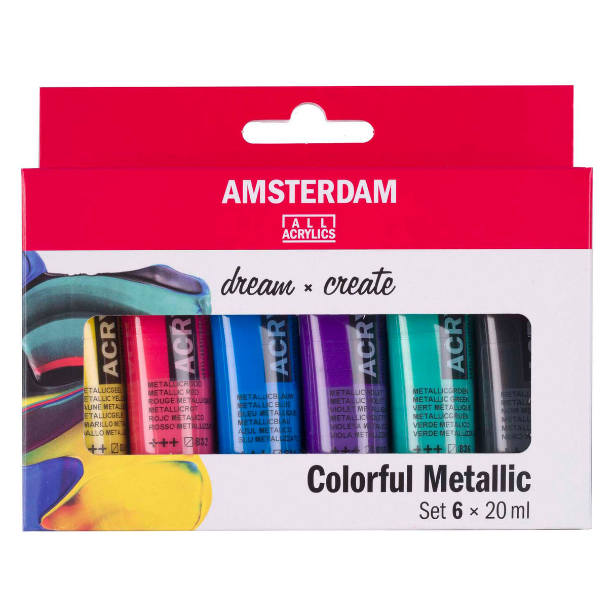Bruynzeel amsterdam standaard serie acrylverf kleurrijke metallic set 20ml, 6dlg.