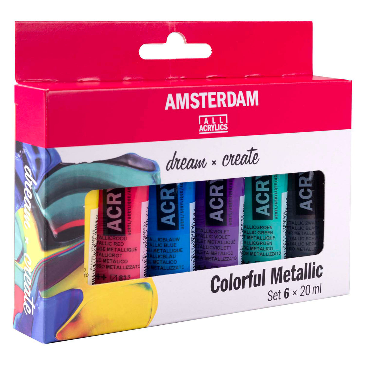 Bruynzeel amsterdam standaard serie acrylverf kleurrijke metallic set 20ml, 6dlg.