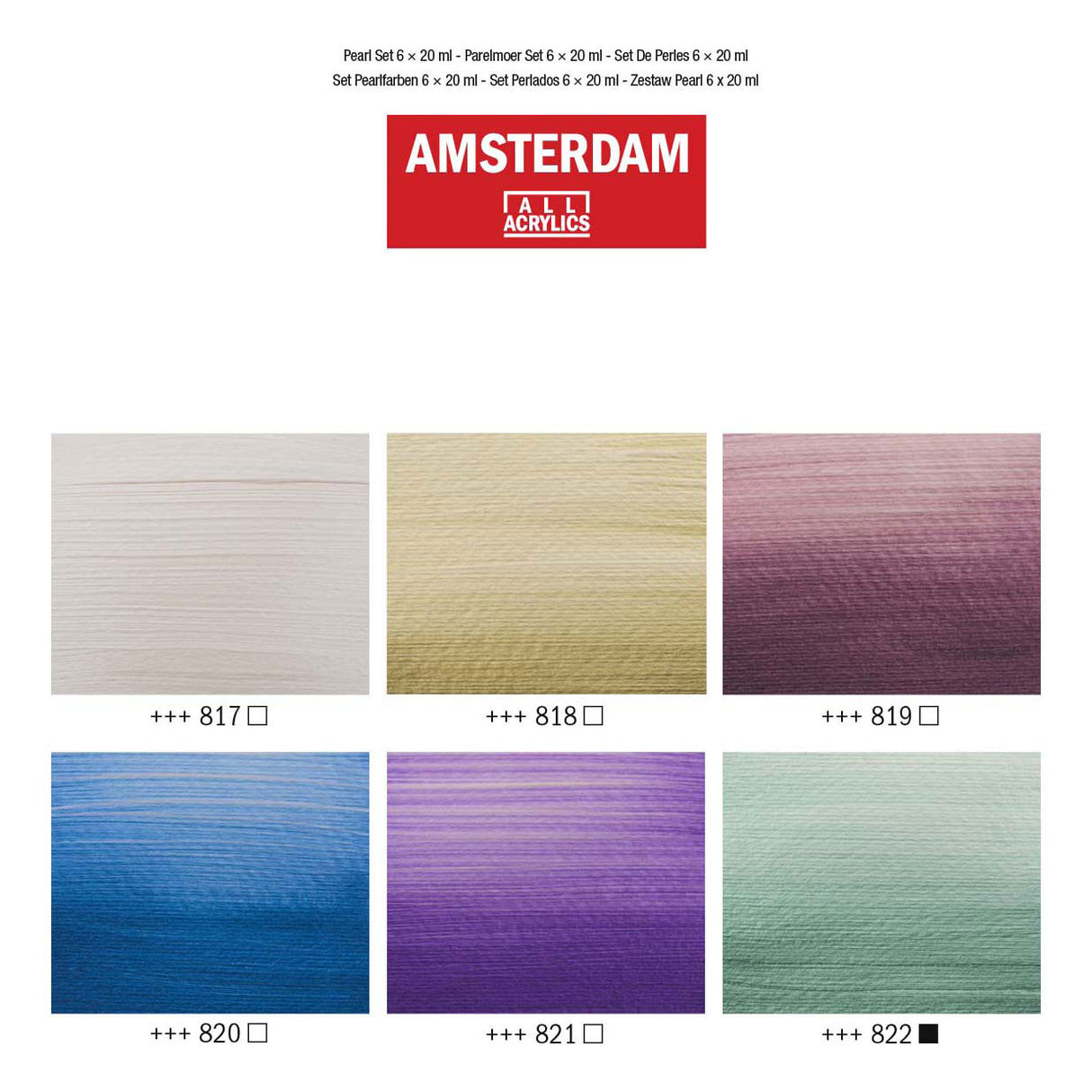 Bruynzeel amsterdam standaard serie acrylverf parelmoer set 20ml, 6dlg.