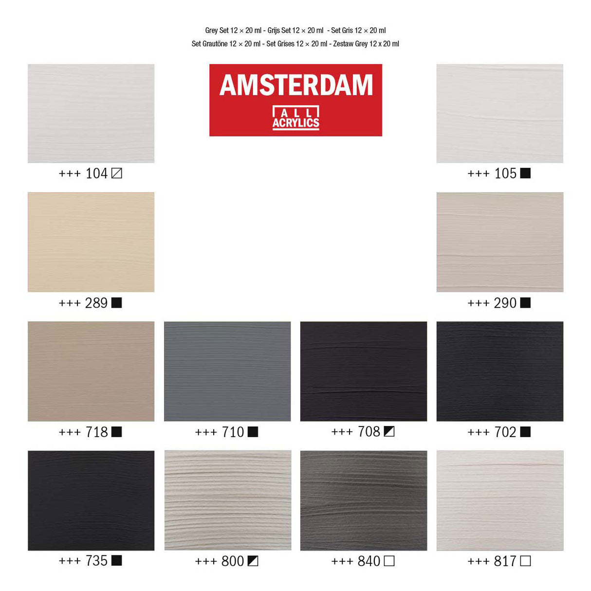 Bruynzeel amsterdam standaard serie acrylverf droge set 20ml, 12dlg.