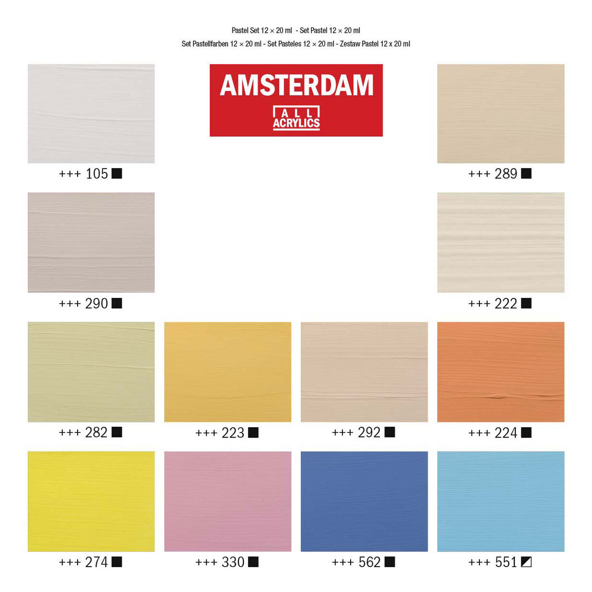 Bruynzeel amsterdam standaard serie acrylverf pastel set 20ml, 12dlg.