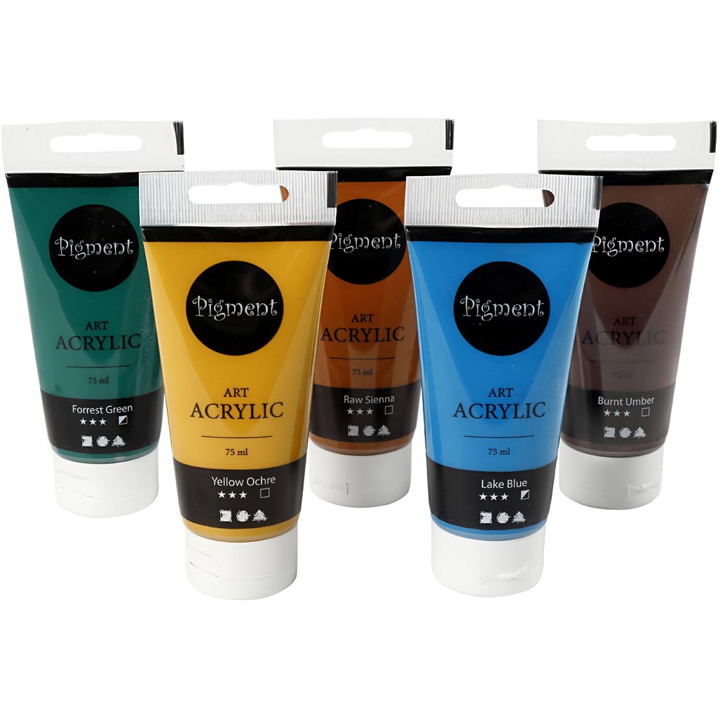 Creativ company pigment art acrylverf natuurlijke kleuren, 5x75ml
