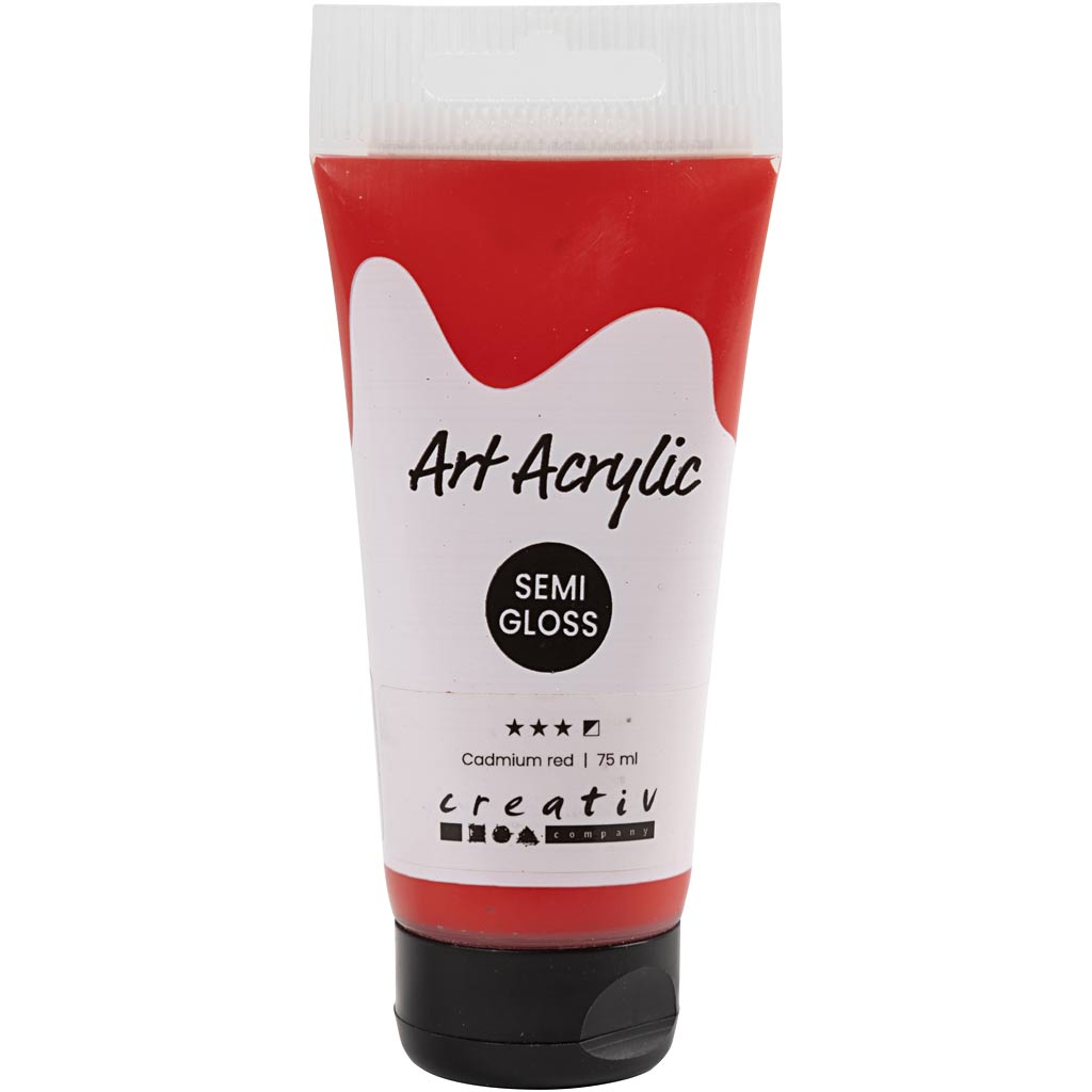Creativ company acryl verf, semi-glanzend, semi-dekkend, cadmium red, 75 ml 1 fles