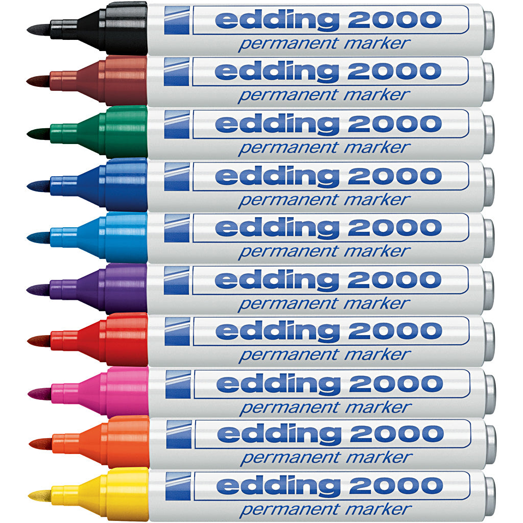 Edding markers, afm 2000, lijndikte 1,5-3 mm, diverse kleuren, 10 stuk 1 doos