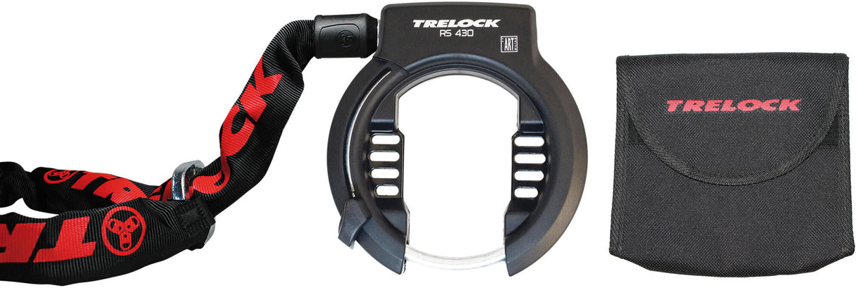 Trelock ringslot set RS 430 inclusief ZR 355 insteekketting (100 cm) - zwart rood