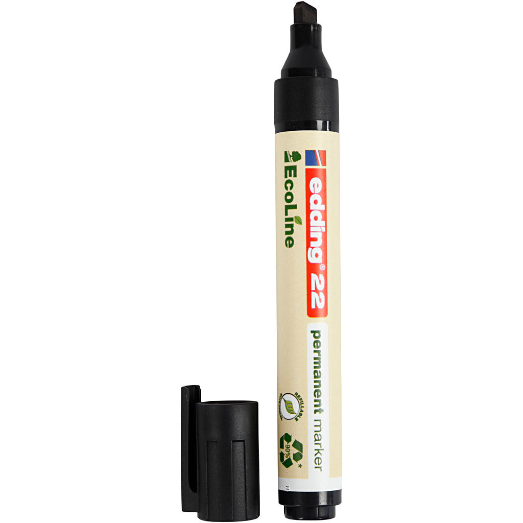 Edding ecoline-markers 22, afm 22, lijndikte 1x5 mm, zwart, 1 stuk