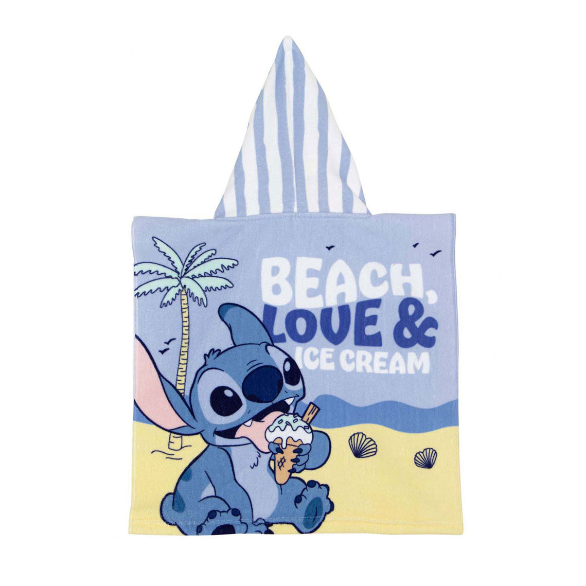 Handdoek poncho stitch op het strand