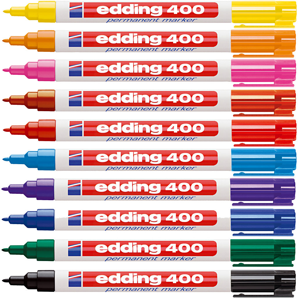 Edding markers 400, lijndikte 1 mm, diverse kleuren, 10 stuk 1 doos