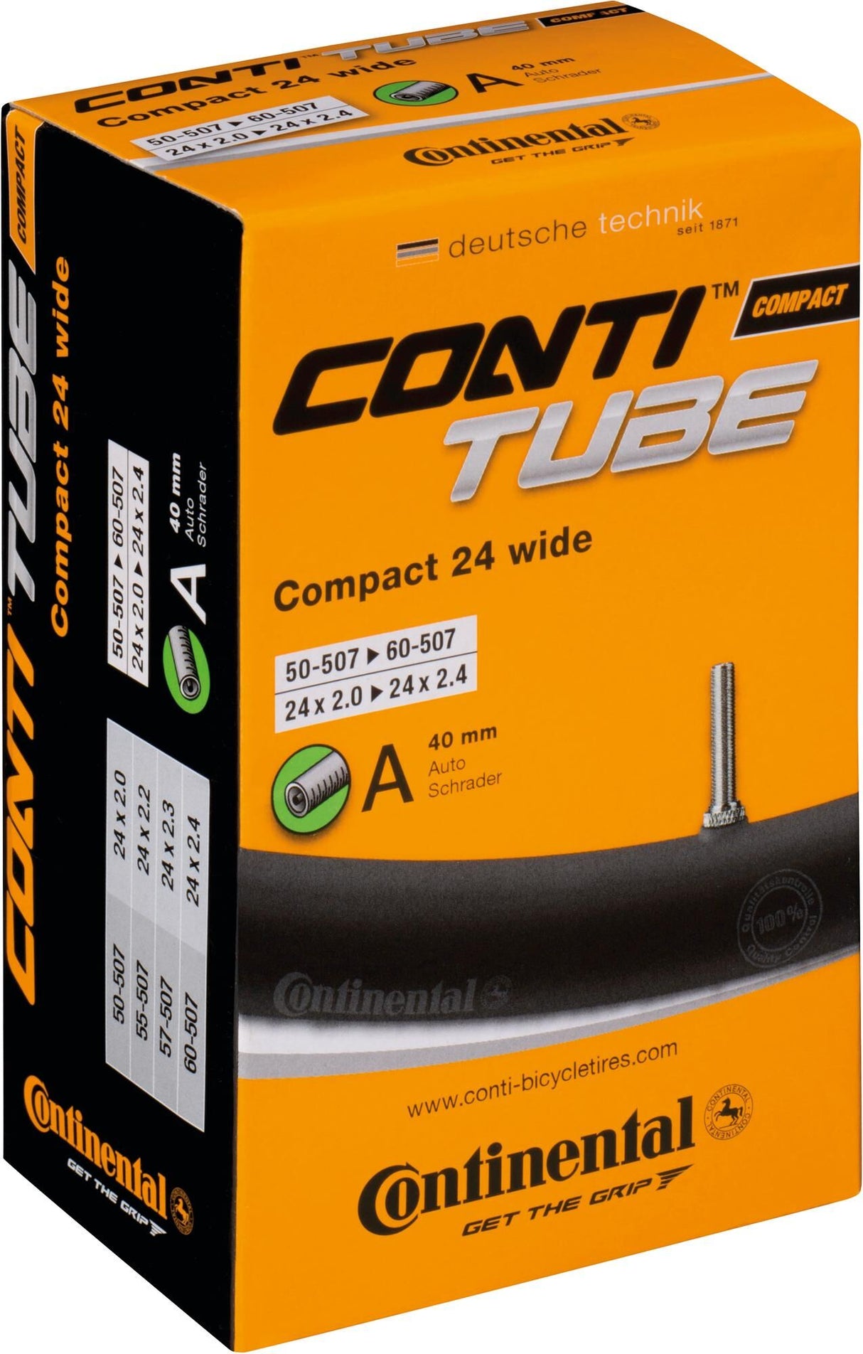 Continental binnenband "compact 24 wide" conti tube compact 24" 50/60-507 d40 wid