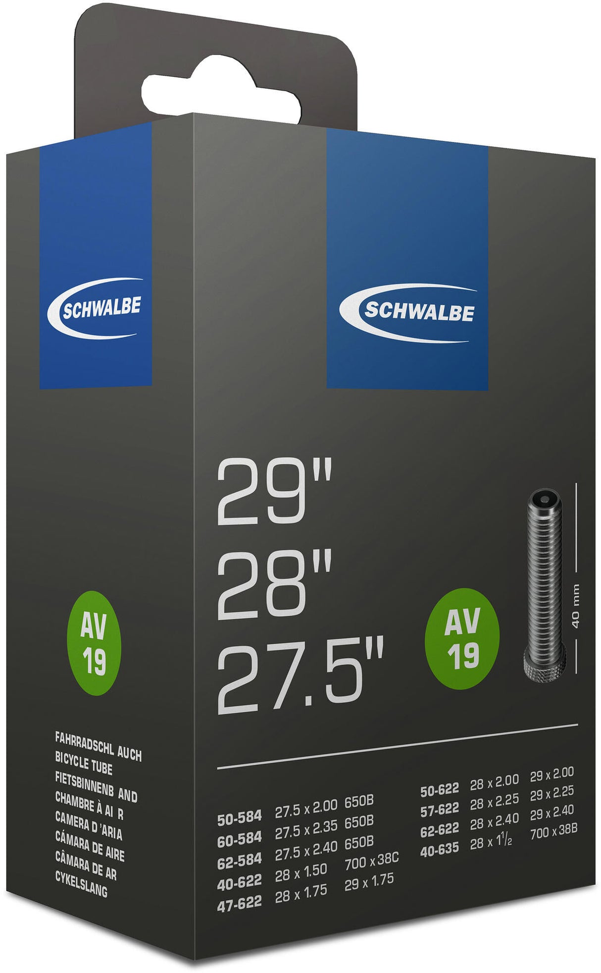 Schwalbe binnenband tube #19 40 62-584 635 av40 autom
