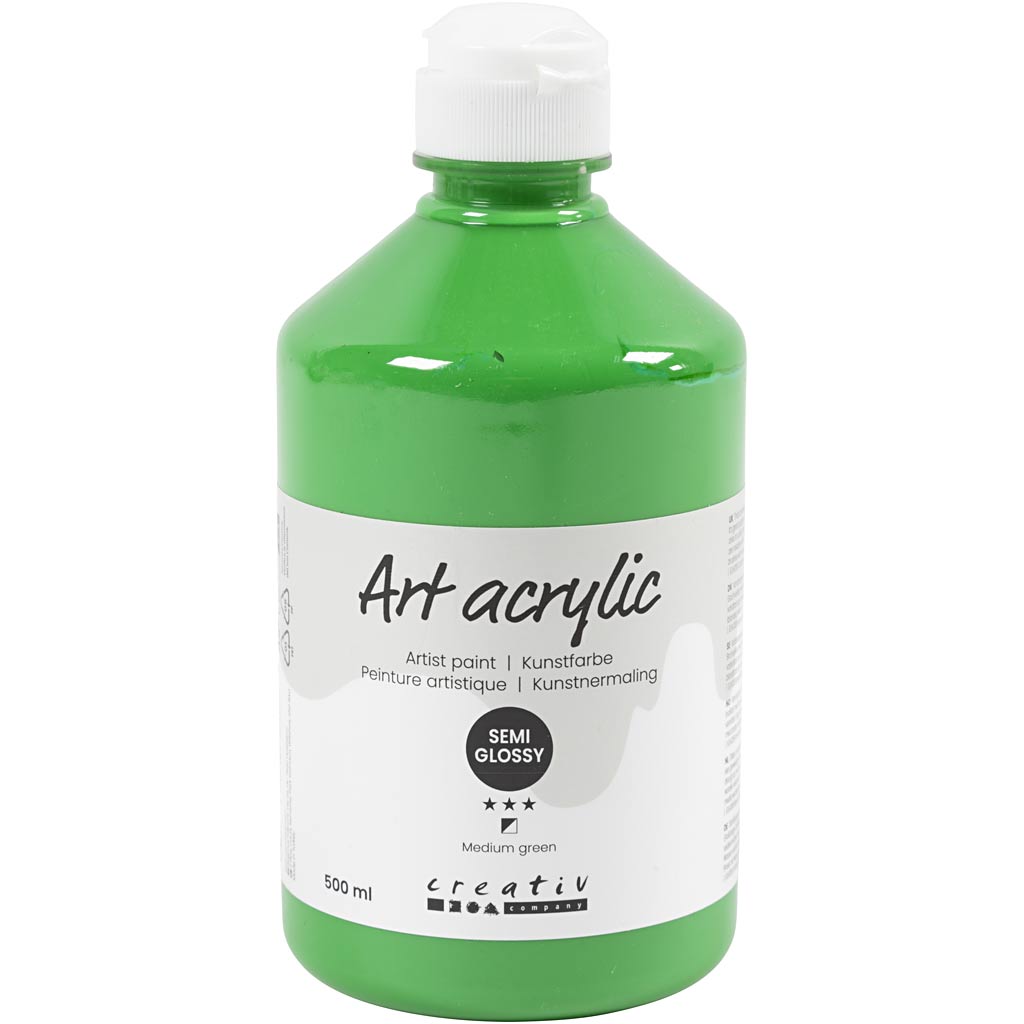 Creativ company acryl verf, semi-glanzend, dekkend, medium groen, 500 ml 1 fles
