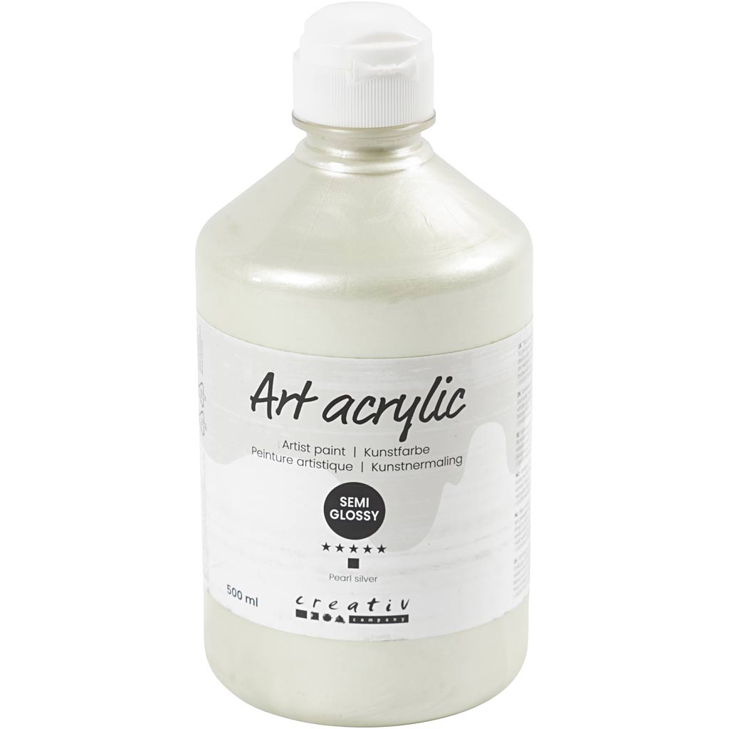 Creativ company acryl verf, semi-glanzend, dekkend, parelzilver, 500 ml 1 fles