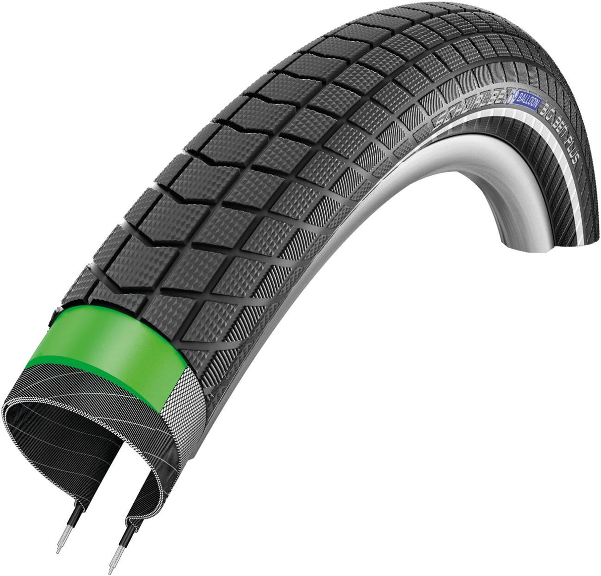 SCHWALBE tire "Big Ben Plus" Performance LineHS 439, 67 EPI, GreenGuard, SnakeSkin, clincher, black / reflexFor E-bikes up to 50 km/h.