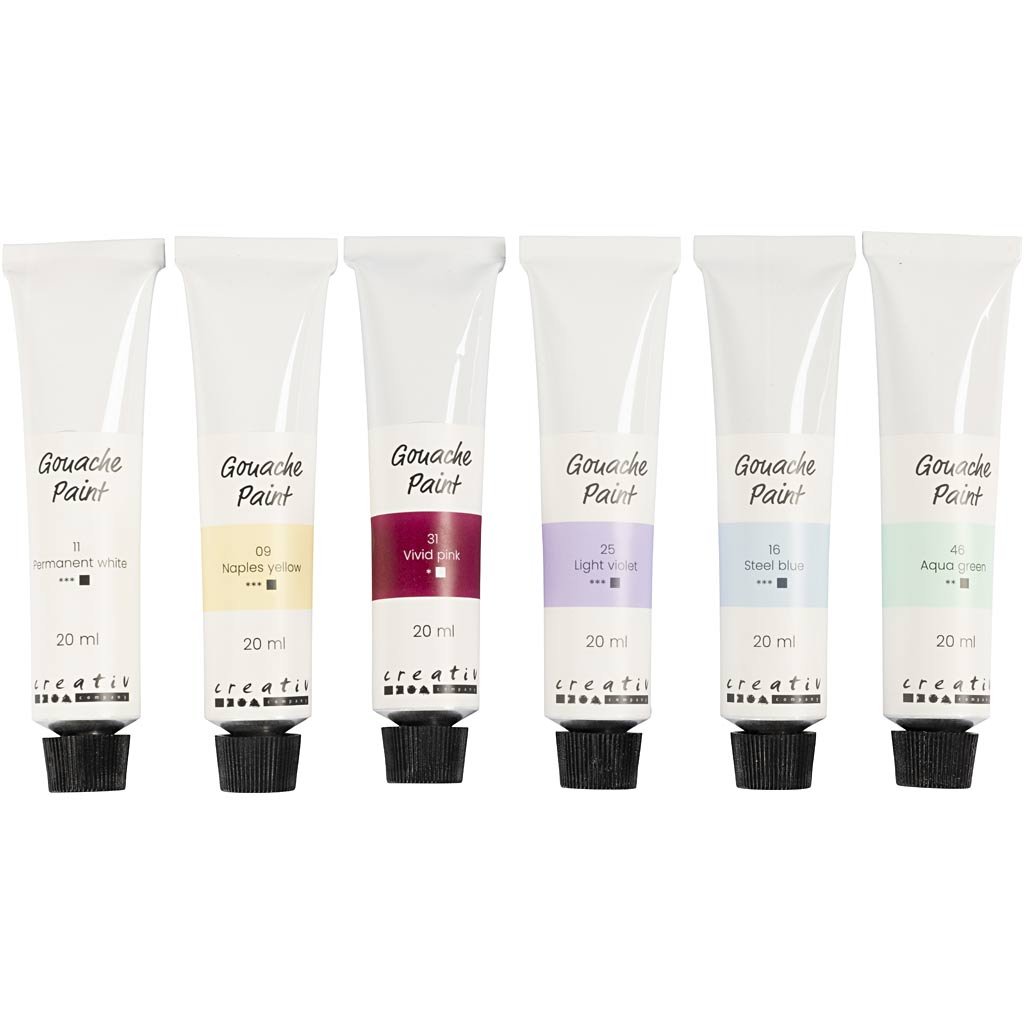 Creativ company gouacheverf, pastelkleuren, 6x20 ml 1 doos