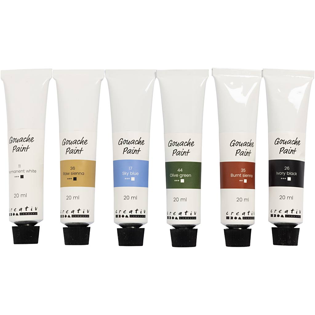 Creativ company gouacheverf, natuurlijke kleuren, 6x20 ml 1 doos