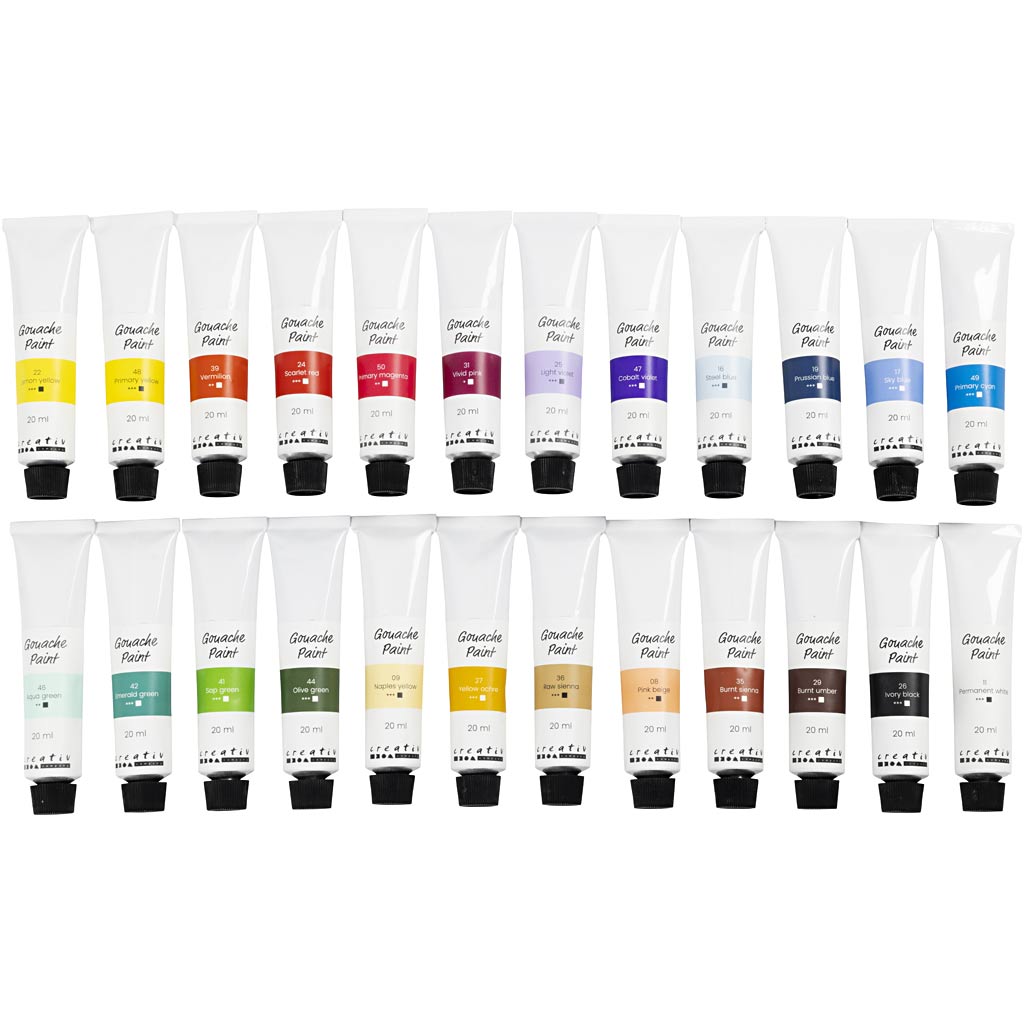 Creativ company gouacheverf, diverse kleuren, 24x20 ml 1 doos