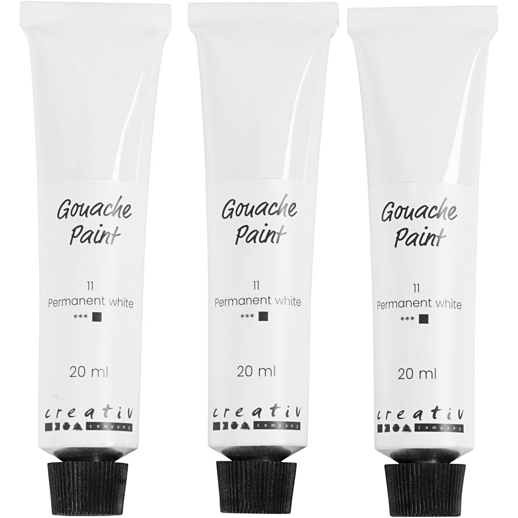 Creativ company gouacheverf, wit, 3x20 ml 1 doos