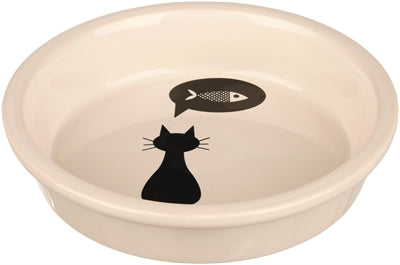 Trixie Voerbak keramiek wit met silhouet kat