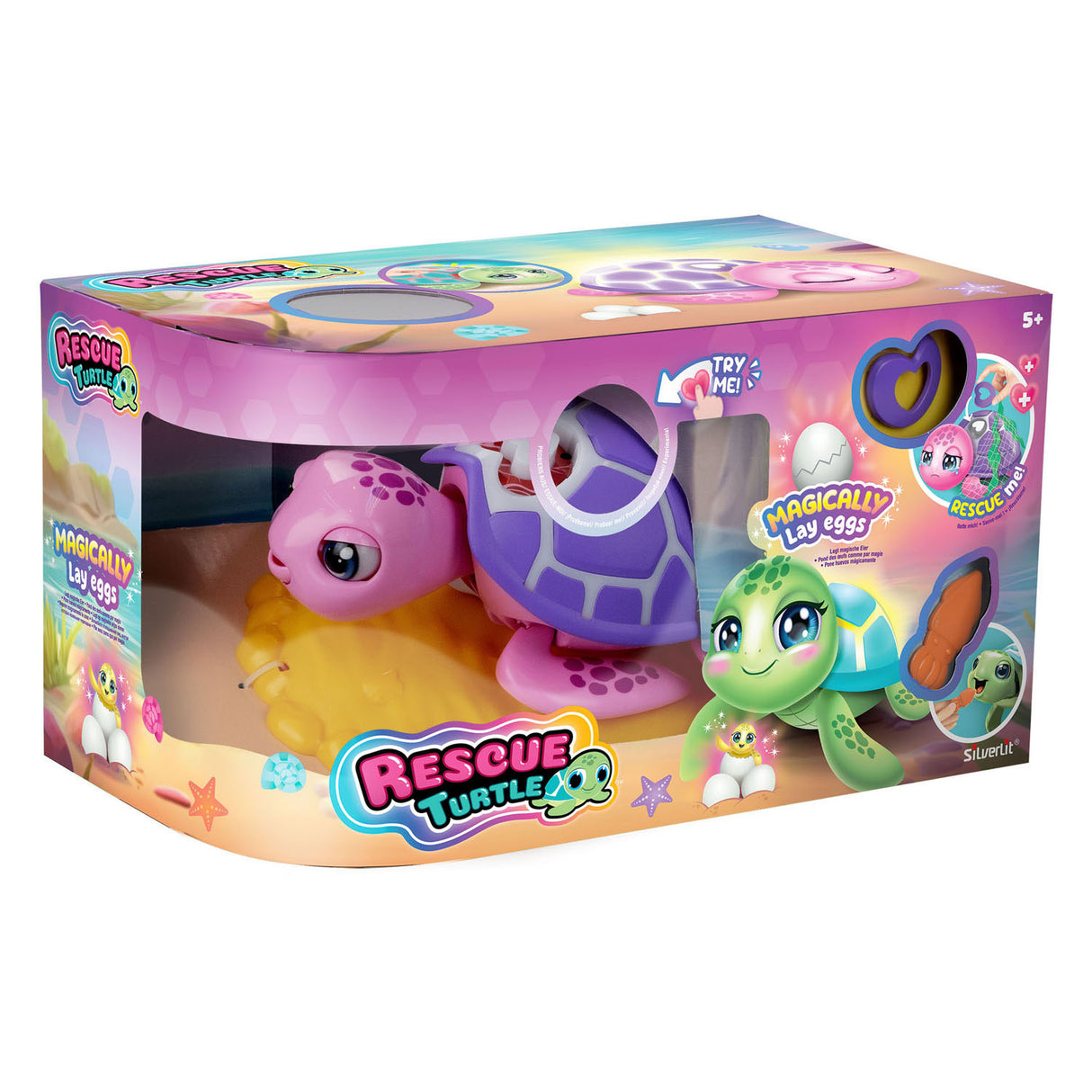 Silverlit rescue turtle pink speelfiguur