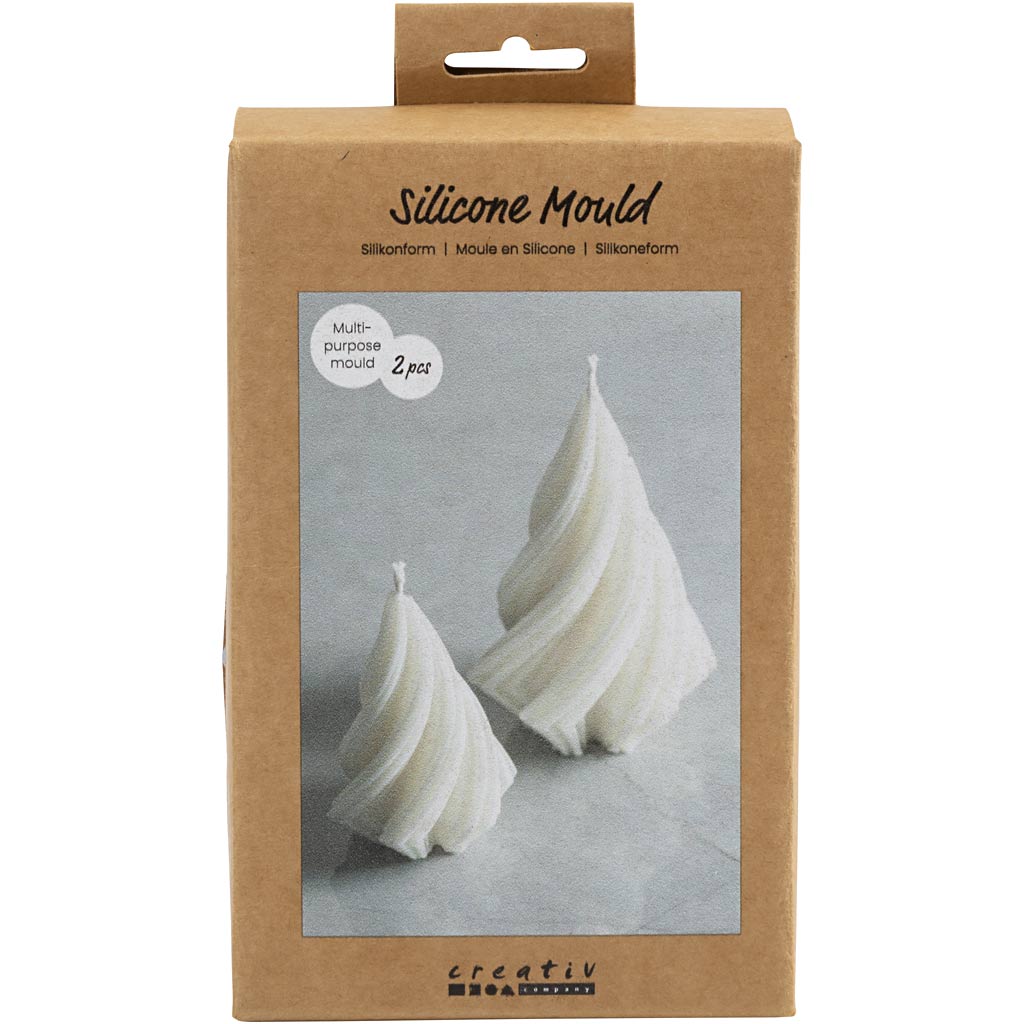 Creativ company siliconen vorm, kerstbomen, h: 8+11 cm, d 5+7 cm, 2 stuk 1 doos
