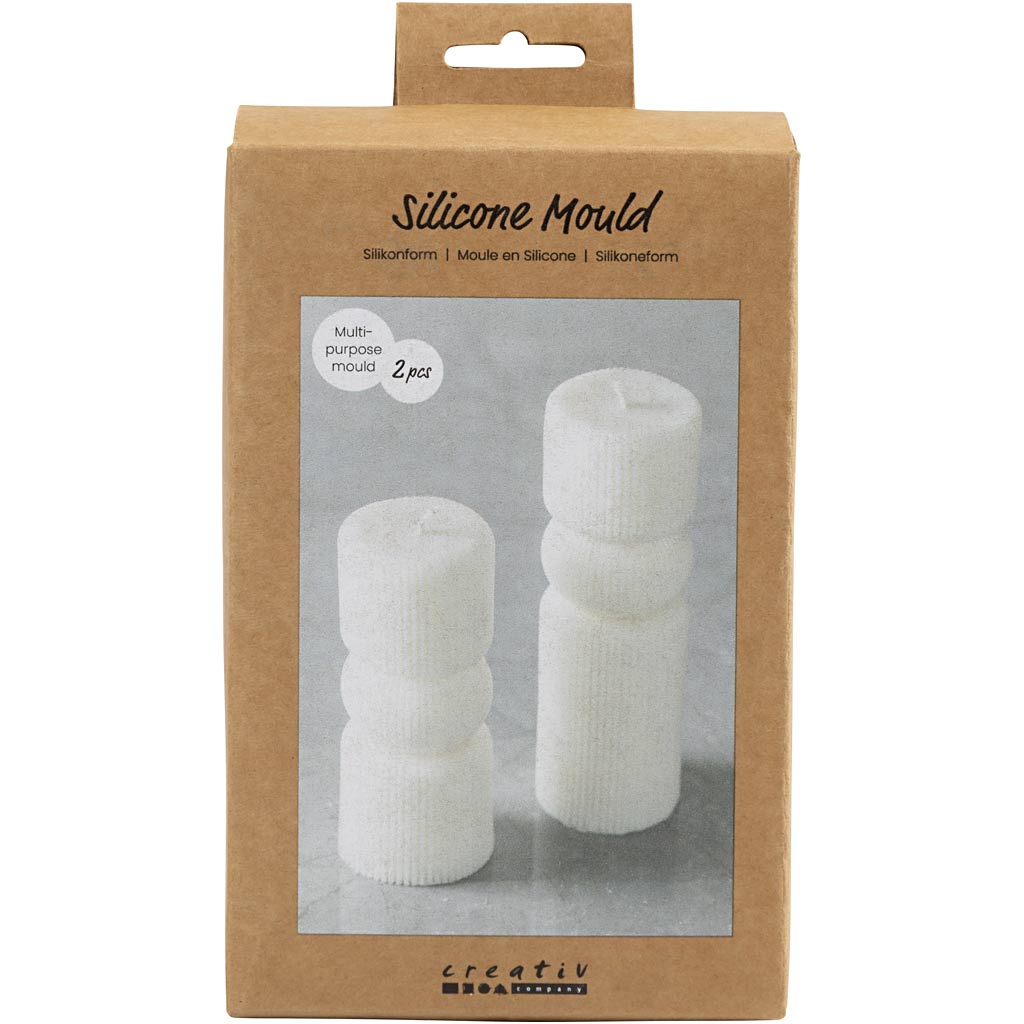 Creativ company siliconen vorm, geribbelde cilinder met boog, h: 11+14 cm, d 4+4 cm, 2 stuk 1 doos