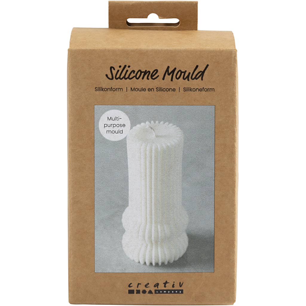 Creativ company siliconen vorm, geribbelde cilinder met bogen, h: 12,5 cm, d 6 cm, 1 stuk 1 doos