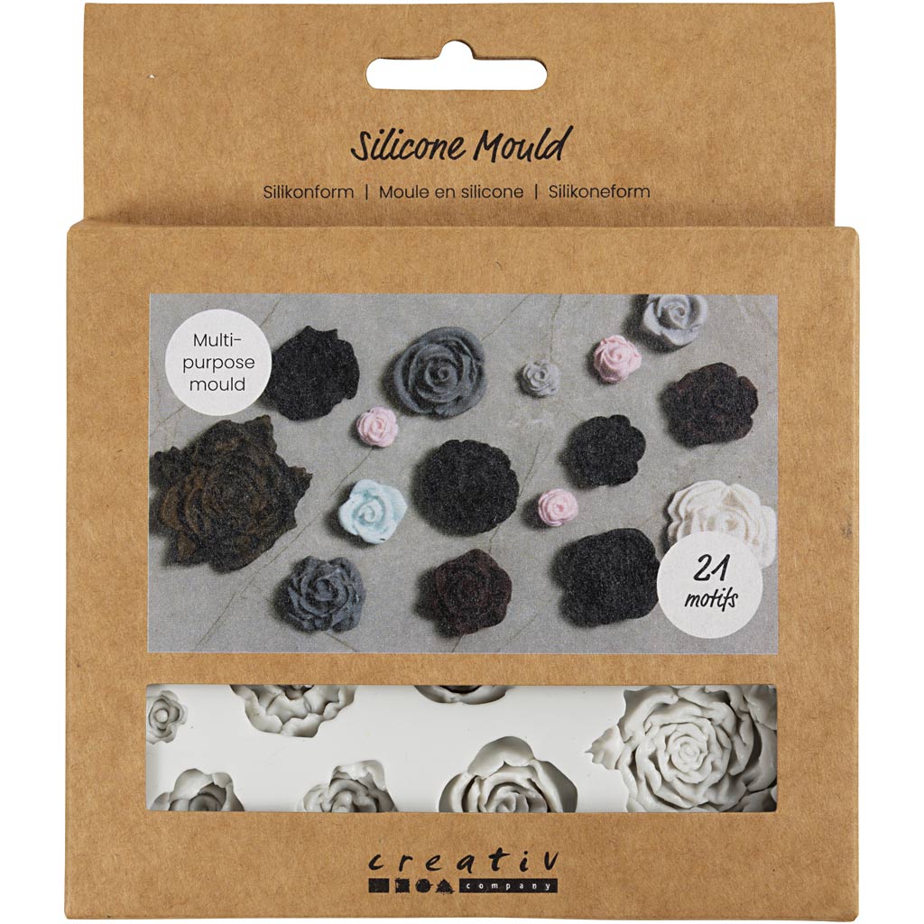 Creativ company siliconen vormen, rozen, h: 0,5-1 cm, l: 0,8-4 cm, 1 stuk