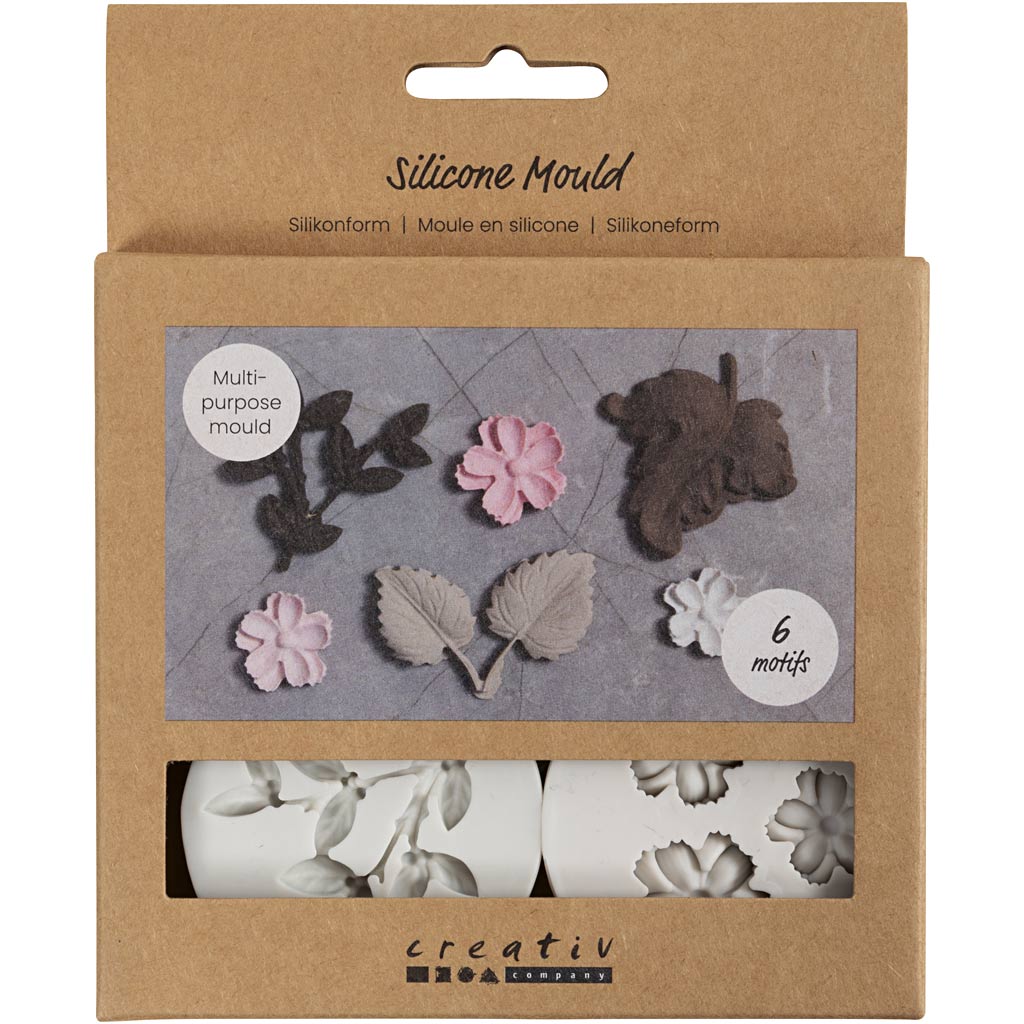 Creativ company siliconen vormen, bladeren en bloemen, h: 0,5 cm, l: 1,8-4,5 cm, 4 stuk 1 stuk