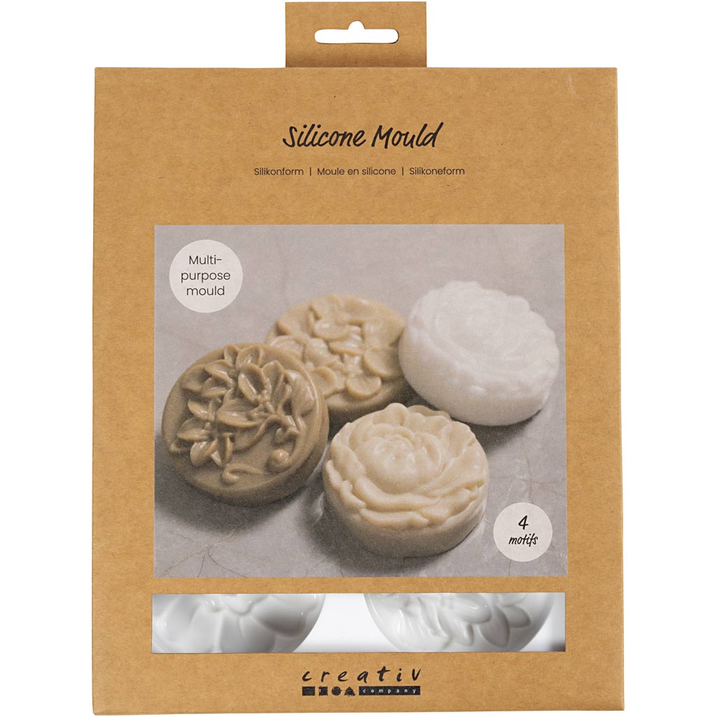 Creativ company siliconen vormen, cirkel met bloemmotief , l: 6,8 cm, b: 2,3 cm, 4 stuk 1 doos