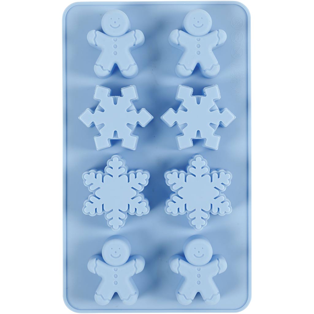 Creativ company siliconen vormen, ijskristallen en cookieman, h: 2,5 cm, l: 3 cm, b: 4,5 cm, 12,5 ml, 1 stuk