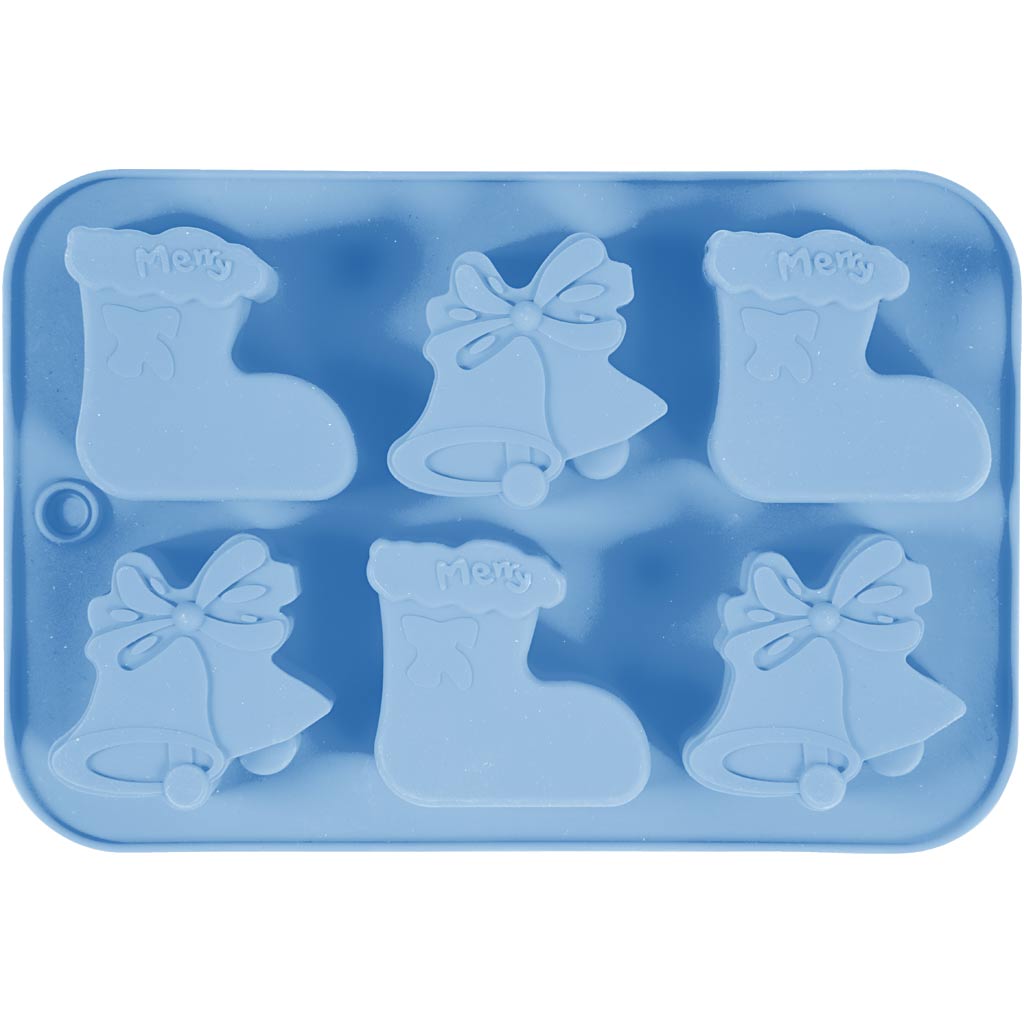 Creativ company siliconen vormen, kerstsokken en bellen, h: 2,5 cm, l: 6 cm, b: 7,5 cm, 12,5 ml, 1 stuk