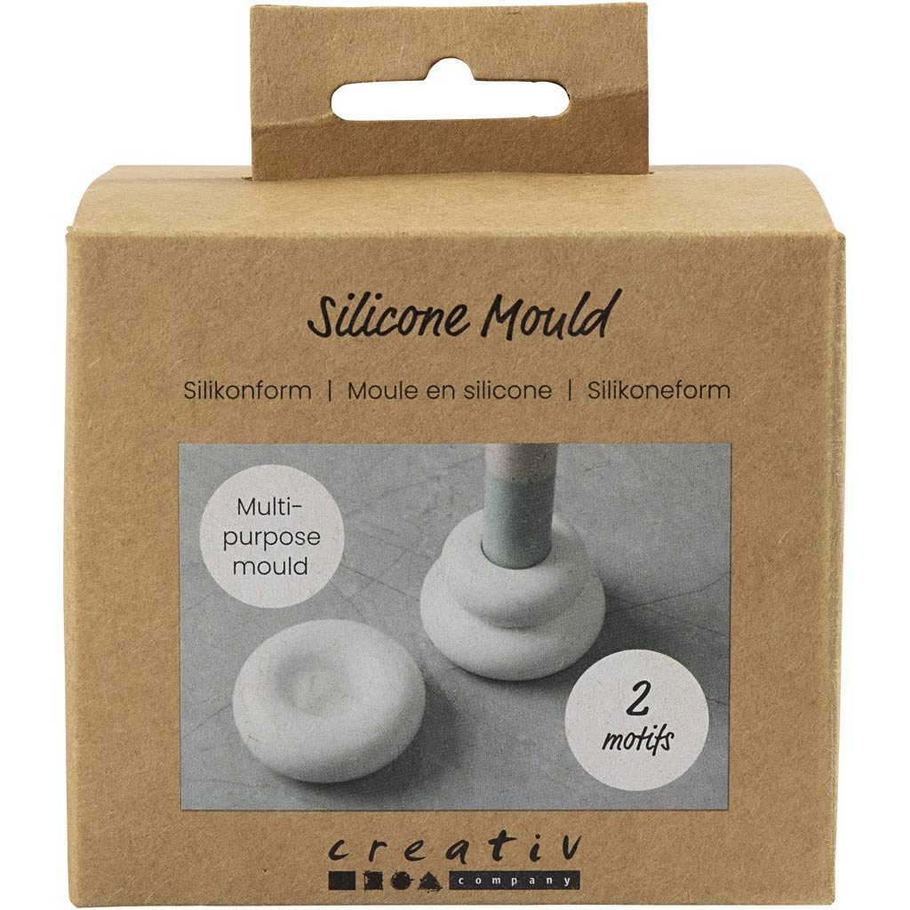 Creativ company siliconen vormen, donutvormige kandelaars, h: 2+3,8 cm, d 6+6,2 cm, mat transparant, 1 stuk 1 doos